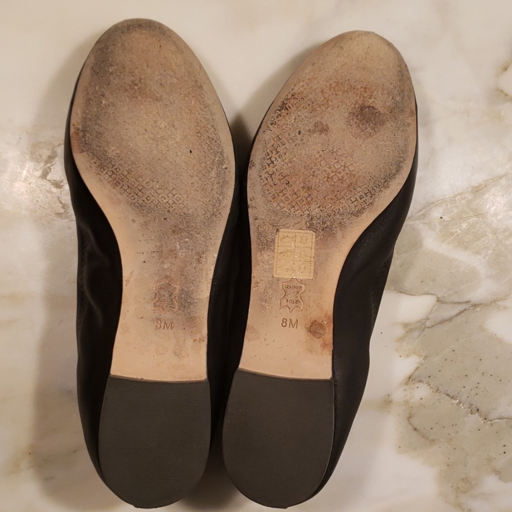 Tory Burch Liana Leather Ballet Flats 8M Black - Picture 3 of 3